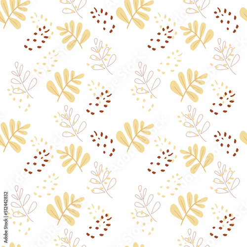 Autumn seamless pattern with abstract leaves in brown shades