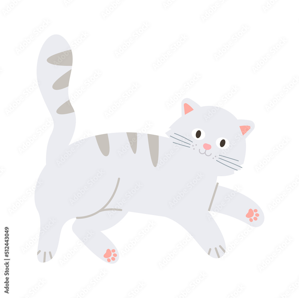 Cute Funny Cat. Pet Animal. Vector illustration