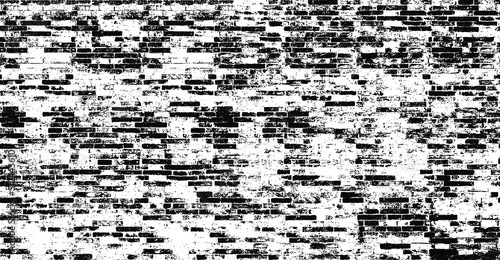 Monochrome texture composed of irregular graphic elements. Distressed uneven grunge background. Abstract vector illustration. Overlay for interesting effect and depth. Isolated on white background.