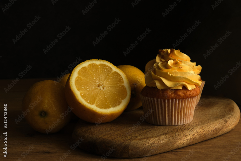 lemon muffins on a dark background lemon muffins on a dark background