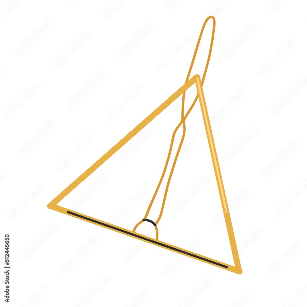 Gold hairpin in the shape of a triangle. Hair accessories, beauty design. Women's salon concept. Flat design, hand drawn, cartoon. Gold hairpin in the shape of a triangle. Hair accessories, beauty design. Women's salon concept. Flat design, hand drawn, cartoon.