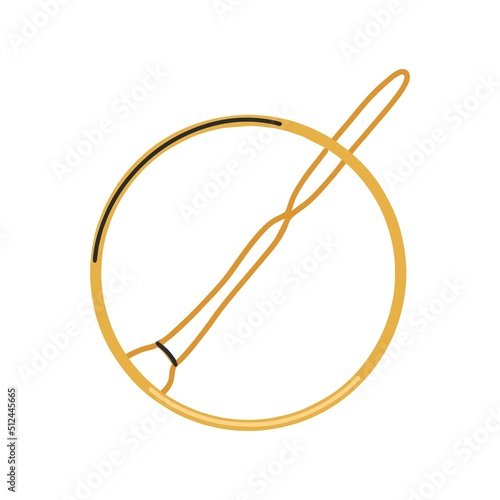 Golden hairpin in the shape of a circle. Hair accessories, beauty design. Women's salon concept. Flat design, hand drawn, cartoon.