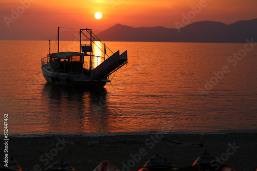 sunset over the sea and mountains. Turkey West coast of the Mediterranean