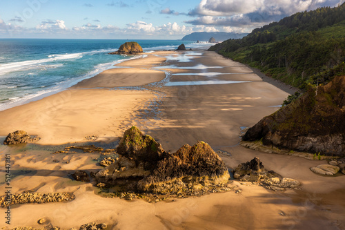 Arcadia Beach Near Cannon Beach, Oregon. Arcadia State Recreation Site is located a mile south of Cannon Beach. The famous landmark, Haystack Rock, can be seen in the background. photo