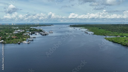 Nature aerial view of Amazon forest at Amazonas Brazil. Mangrove forest. Mangrove trees. Amazon rainforest nature landscape. Amazon igapo submerged vegetation. Floodplain forest at Amazonas Brazil. photo