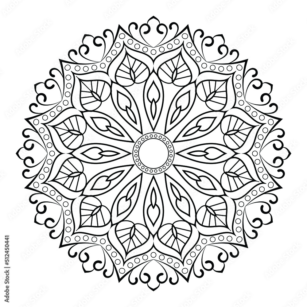 Outline Mandala for coloring page with Decorative floral Indian pattern