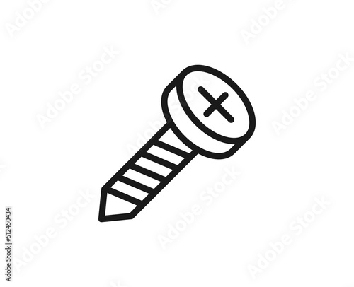 Single line icon of self-tapping screw icon on isolated white background. High quality editable stroke for mobile apps, web design, websites, online shops etc.