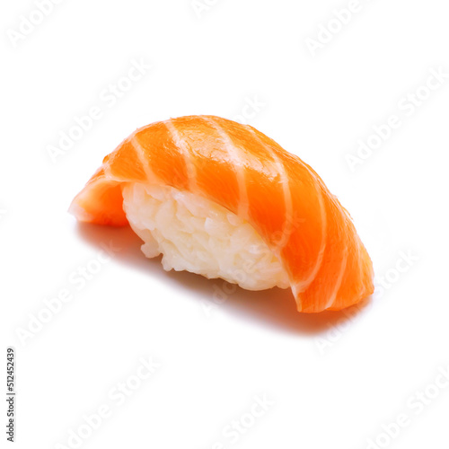 Salmon nigiri sushi isolated on white background