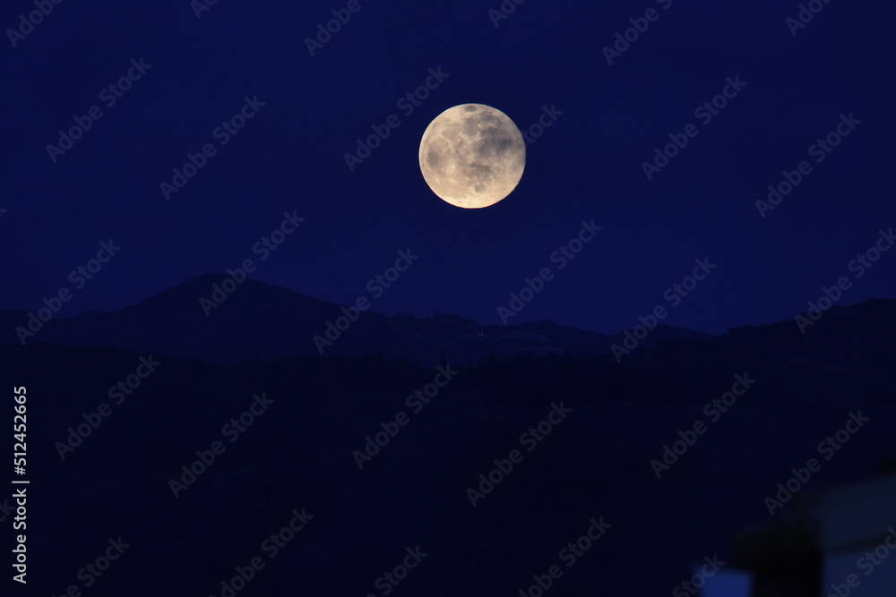 Beautiful full moon in corfu island, Greece
