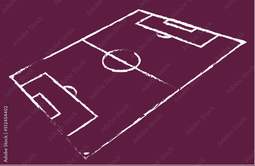 3D Football (Soccer) Field in Qatar 2022 world cup colors