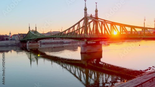 The Liberty Bridge at golden hour, Budapest, Hungary