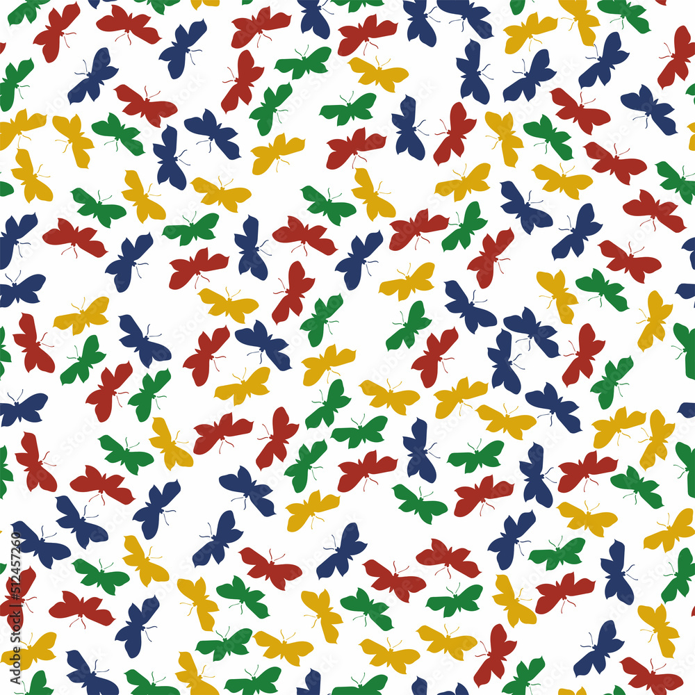Obraz premium Butterfly abstract seamless illustration, colorful pattern, floral design, vector