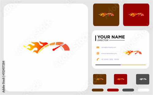 speedometer with fire logo design