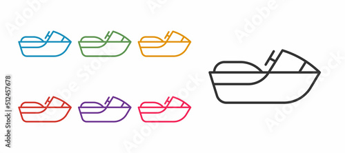 Set line Jet ski icon isolated on white background. Water scooter. Extreme sport. Set icons colorful. Vector