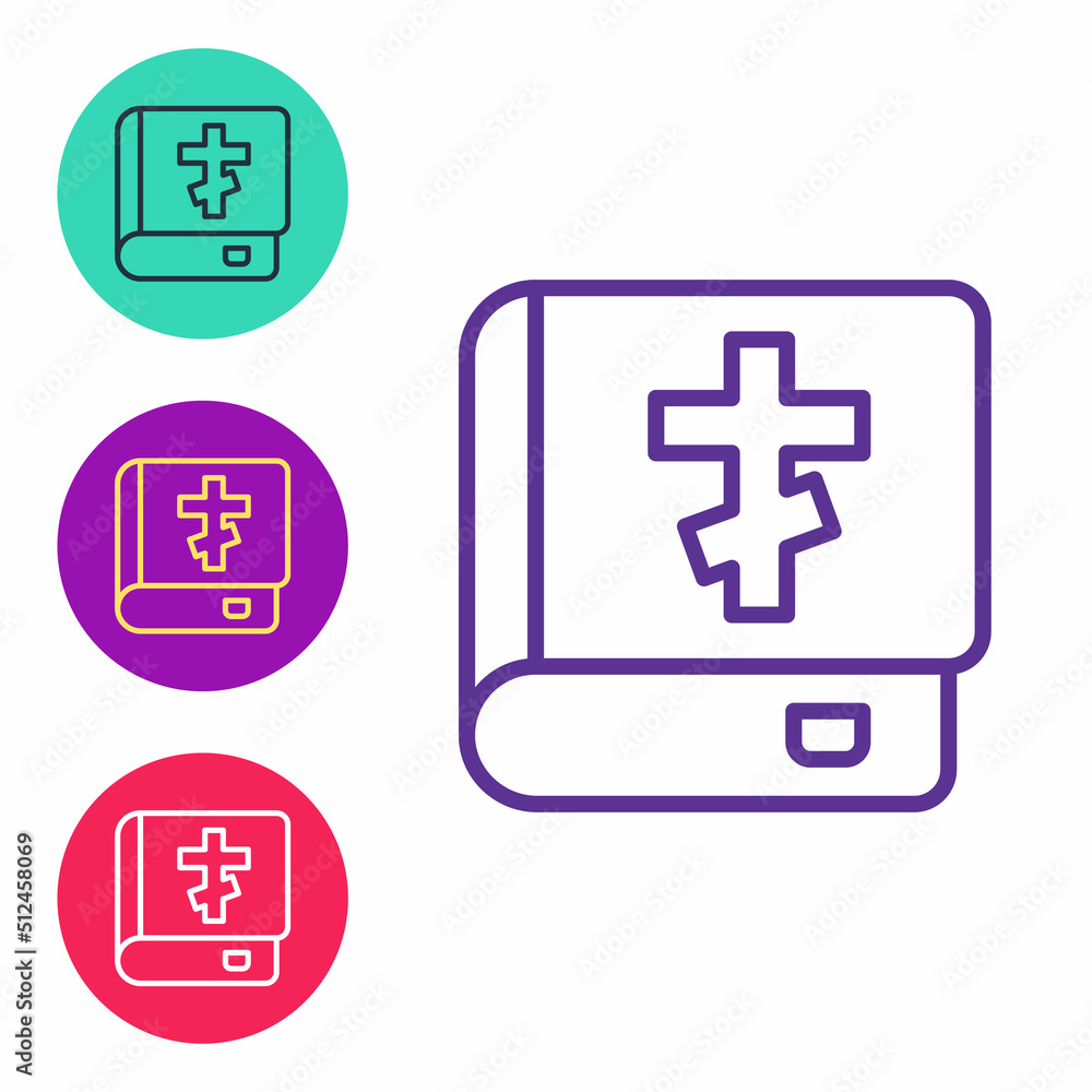 Set line Holy bible book icon isolated on white background. Set icons colorful. Vector Set line Holy bible book icon isolated on white background. Set icons colorful. Vector