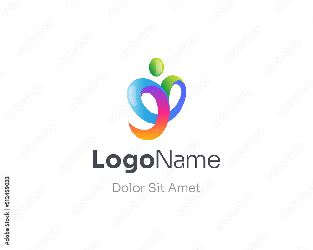 Abstract colorful people style logo gradient. Abstract colorful people style logo gradient.