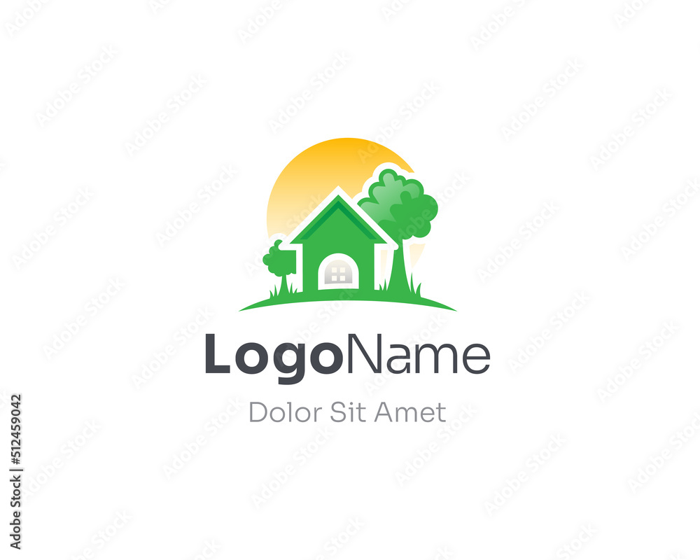 Abstract simple green house logo. Abstract simple green house logo.