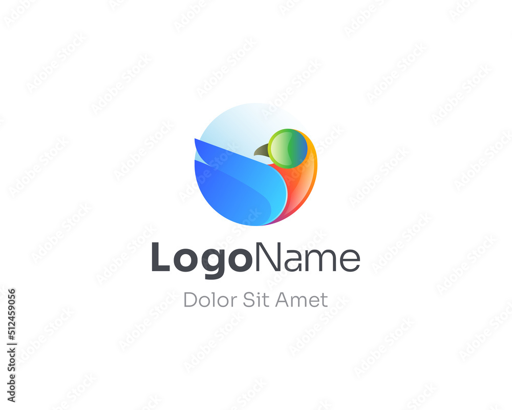Colorful bird with circle gradient logo. Colorful bird with circle gradient logo.