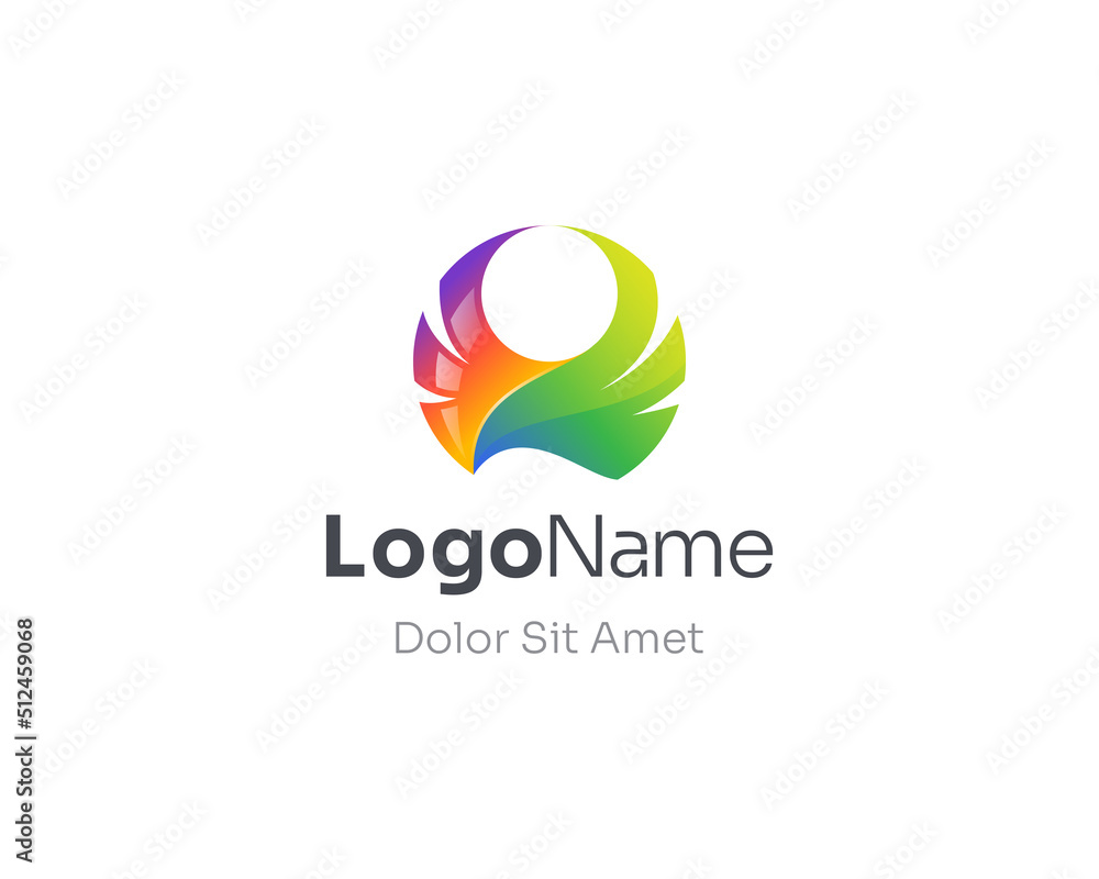 Colorful flying bird logo gradient. Colorful flying bird logo gradient.