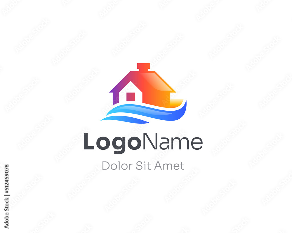 Colorful house waves logo gradient.