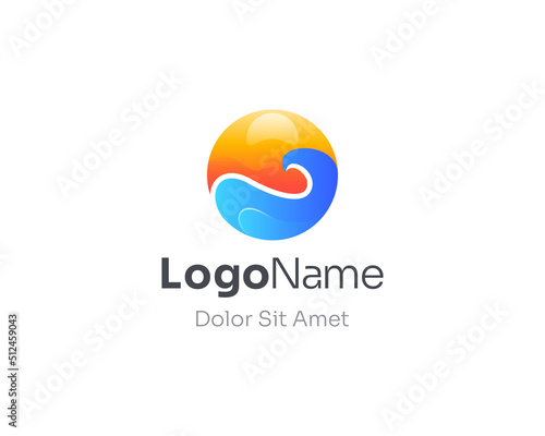 Abstract wave with light sun logo gradient.