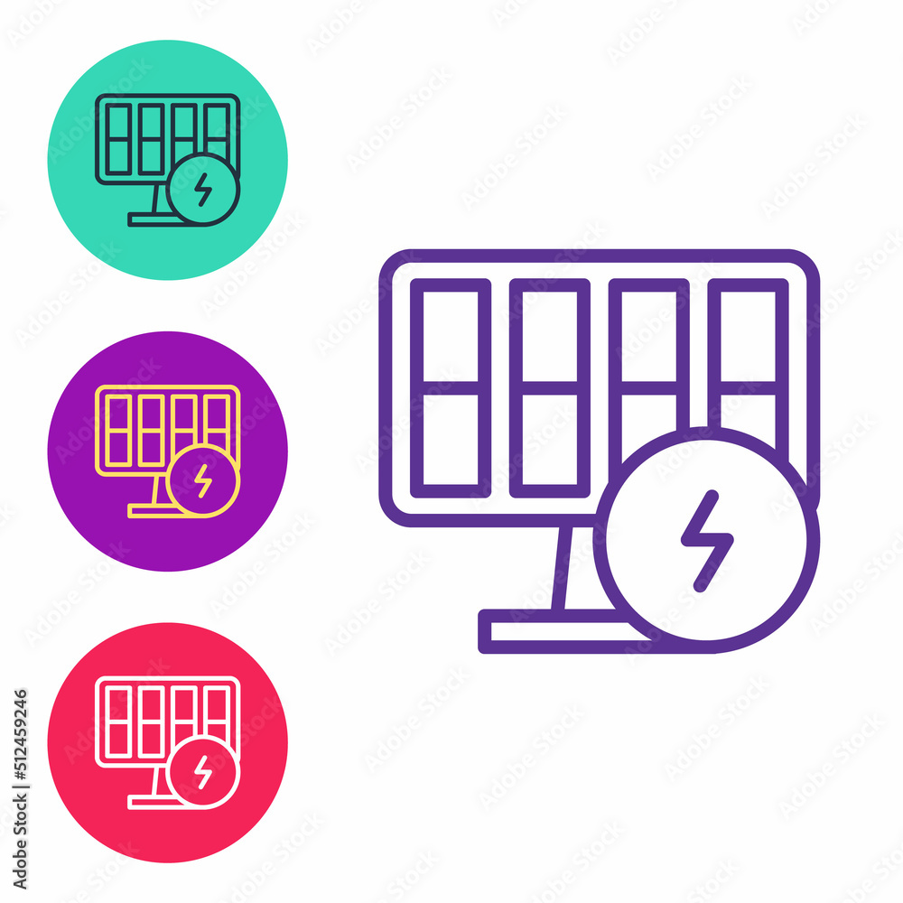 Set line Solar energy panel icon isolated on white background. Set icons colorful. Vector Set line Solar energy panel icon isolated on white background. Set icons colorful. Vector