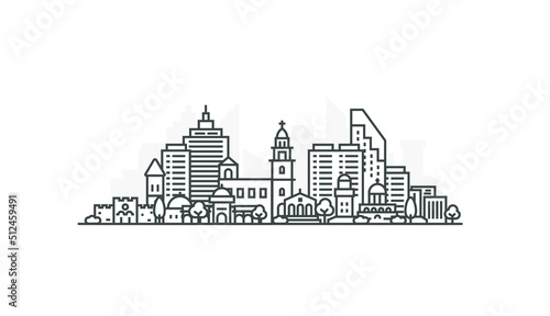 Herceg Novi, Montenegro architecture line skyline illustration. Linear vector cityscape with famous landmarks, city sights, design icons. Landscape with editable strokes.