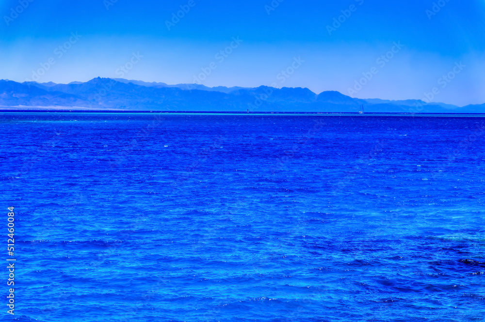 Red Sea archipelago and landscape during sunny summer day near Sharm el Sheikh in Egypt.