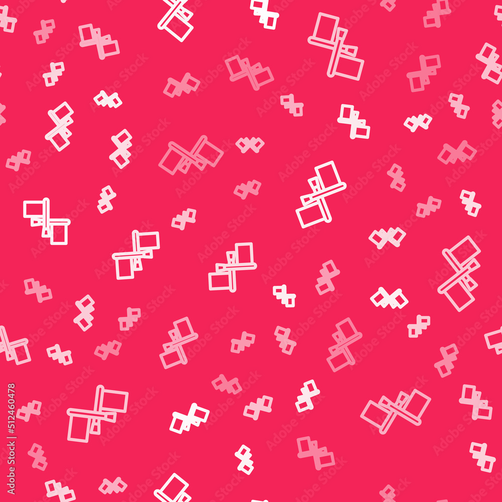White line Flag icon isolated seamless pattern on red background. Location marker symbol. Vector White line Flag icon isolated seamless pattern on red background. Location marker symbol. Vector
