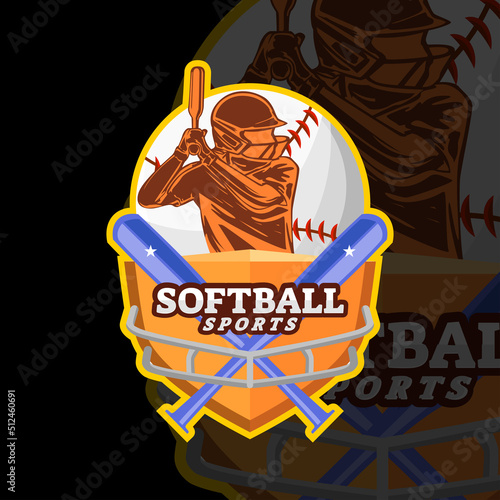 simple and elegant softball sports logo premium vector