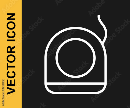 White line Dental floss icon isolated on black background. Vector