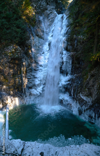 Fototapeta Naklejka Na Ścianę i Meble -  Frozen Cascade Falls Winter British Columbia. Cascade Falls in winter ice. Located near Mission in the Fraser Valley.

