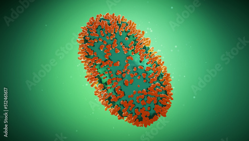 Monkeypox virus, 3d rendering medical illustration, recently having a rise in cases in many parts of the world photo