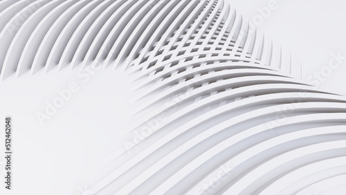 Abstract Curved Shapes. White Circular Background.