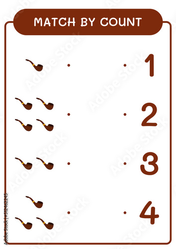Match by count of Smoking pipe, game for children. Vector illustration, printable worksheet