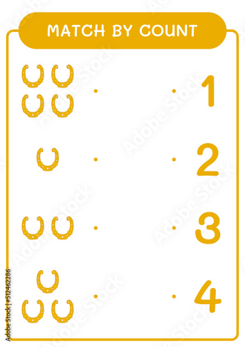 Match by count of Horseshoe, game for children. Vector illustration, printable worksheet