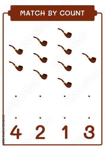 Match by count of Smoking pipe, game for children. Vector illustration, printable worksheet