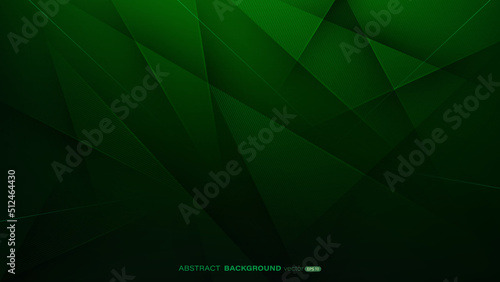 Dark green abstract background with triangle, lines stripe and light composition