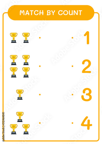 Match by count of Trophy, game for children. Vector illustration, printable worksheet