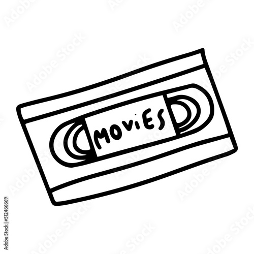 movie cassette in handwriting style