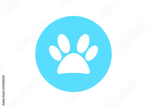 Flat cartoon animal footprint. Cat or dog paw web icon color editable photo