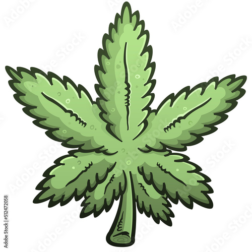 Cartoon styled marijuana pot leaf vector illustration