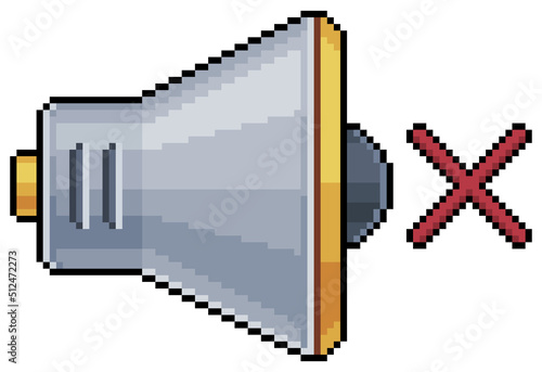 Pixel art muted speaker. volume icon vector icon for 8bit game on white background