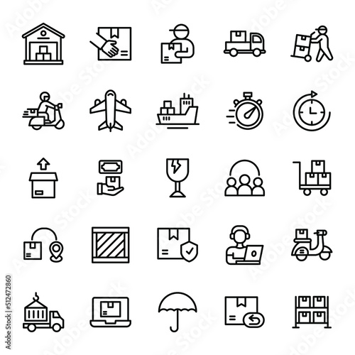 logistic and delivery icon set illustration vector graphic