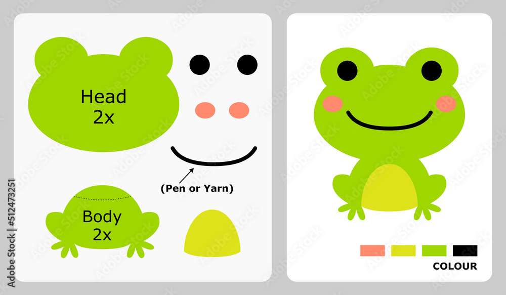 Frog pattern for kids crafts or paper crafts. Vector illustration of ...