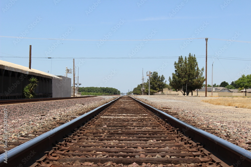 Rail Road Tracks with Blue Sky
