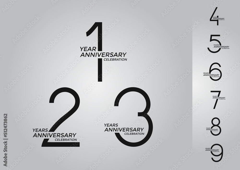 set of anniversary logotype black color premium edition on white ...