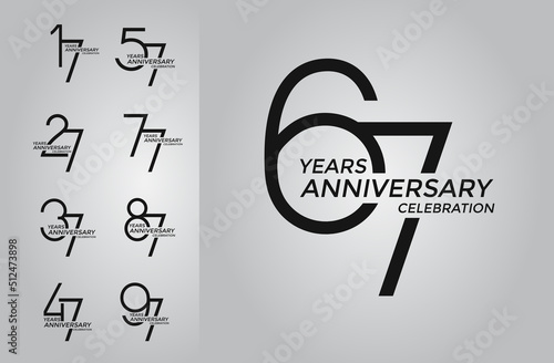 set of anniversary logotype black color premium edition on white background for celebration