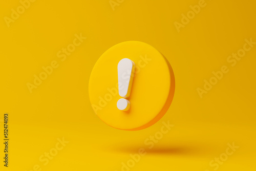 Notification icon symbol on yellow background. 3d rendering illustration