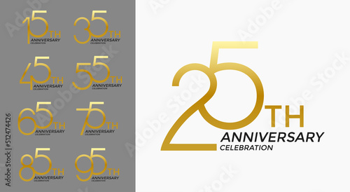 set of anniversary logotype gold color special edition on white background for celebration